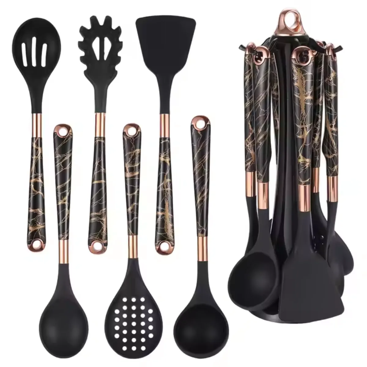 GENERICO - Juego De Utensilios De Cocina En Silicona 7 Pcs Con Base