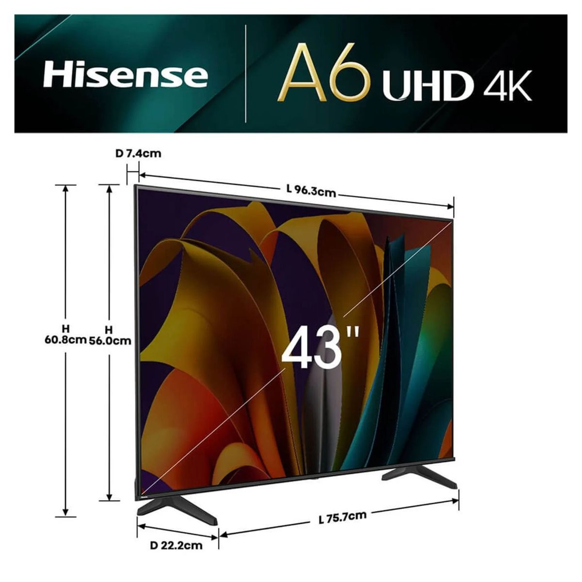 HISENSE - Televisor Hisense 43 pulgadas Smart Tv 4K 43A6N