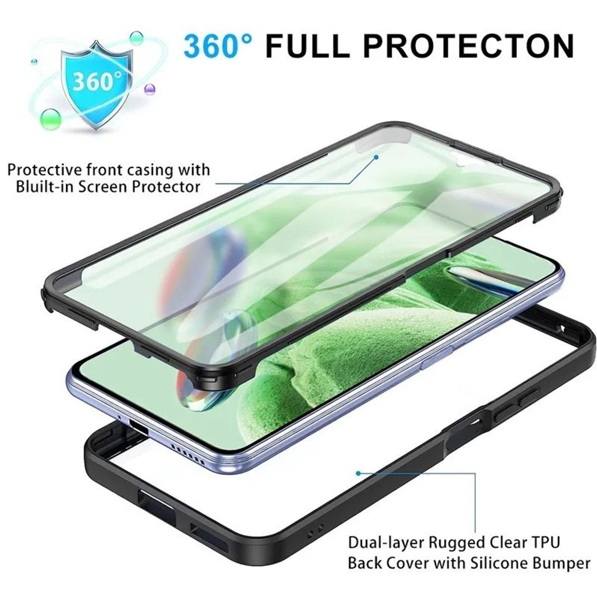 GENERICO - Estuche Forro Protector Funda 360 Para Xiaomi 11T / 11T pro Negro