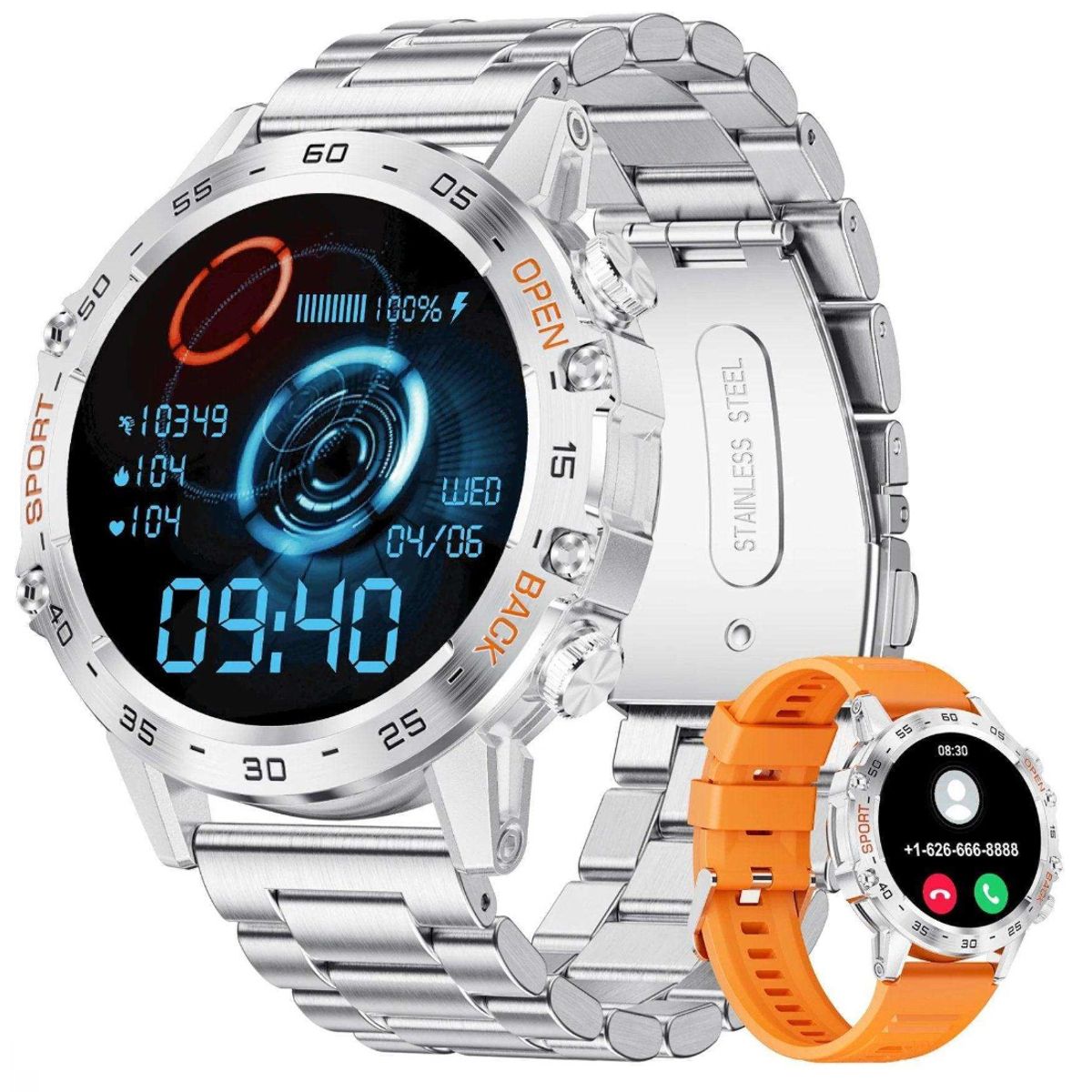 AMERICAN GENERICS - Reloj Inteligente Para Hombre Deportivo Militar GPS SIRI Smartwatch