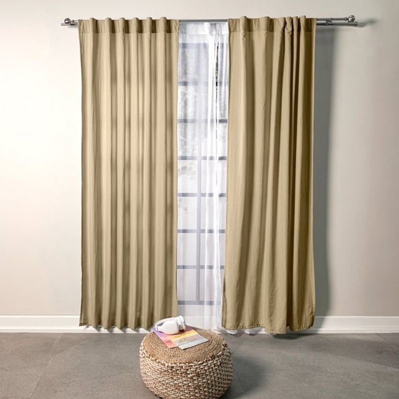 VIANNEY - Cortinas Viasoft Washed Kaki LARGA Vianney