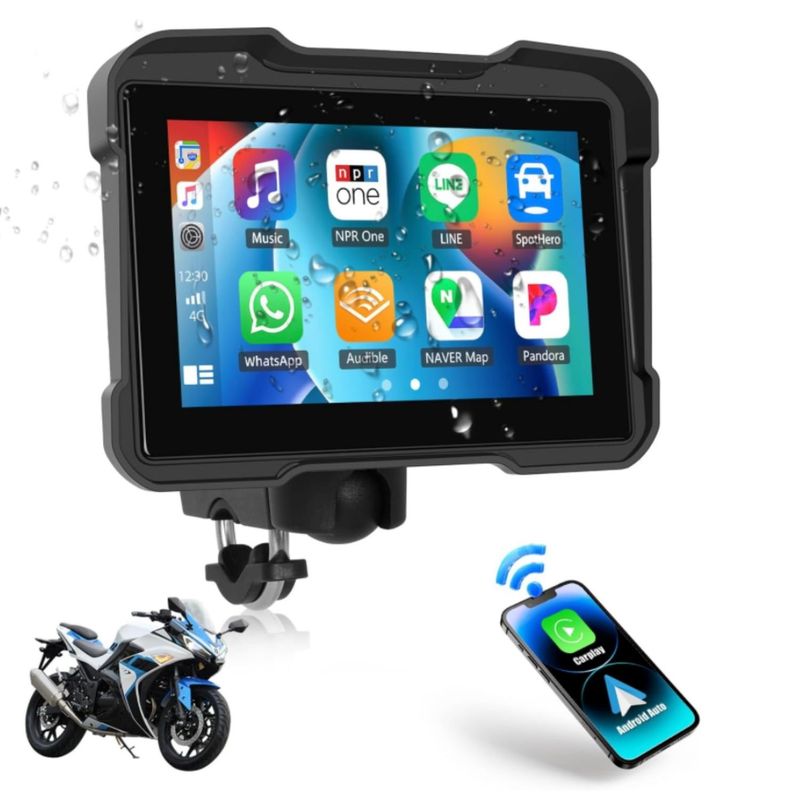 GENERICO - CarPlay y Android Auto inalambrico 5 pulgadas para Moto