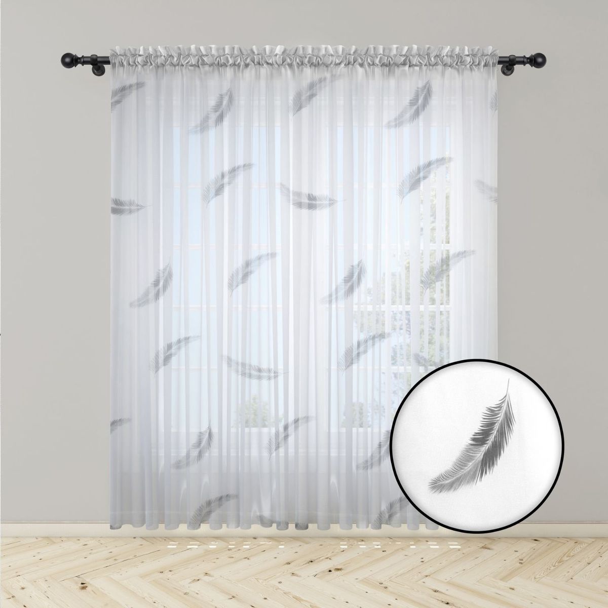 ADVANCE - Cortina Plumas en Velo Muselina 3 mts x 2.10 mts Entero
