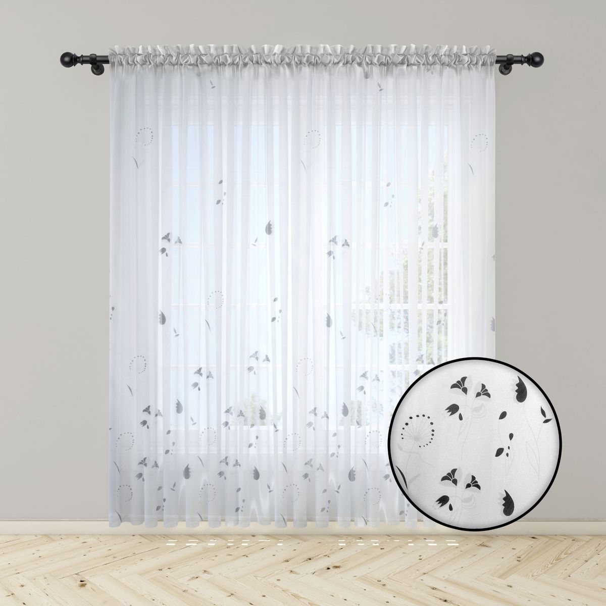 ADVANCE - Cortina Flower en Velo Muselina 3 mts x 2.10 mts Entero