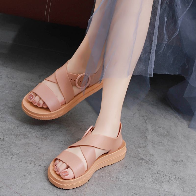 GENERAL - Sandalias Correa Cruzada Plano Super Comodo Para Mujer