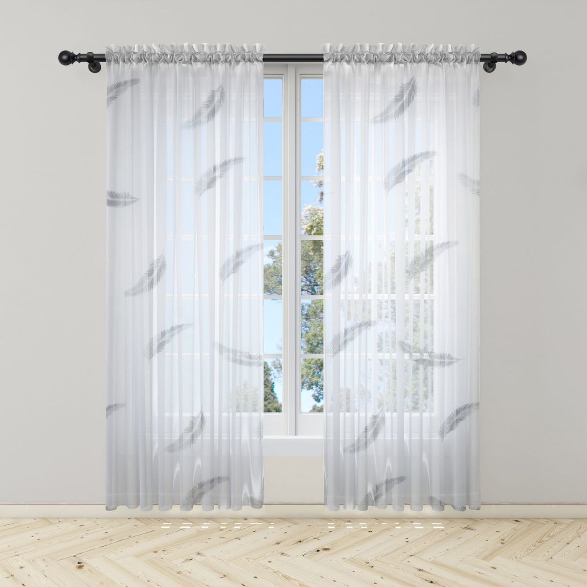 ADVANCE - Cortina Plumas en Velo Muselina 3 mts x 2.10 mts Dividido