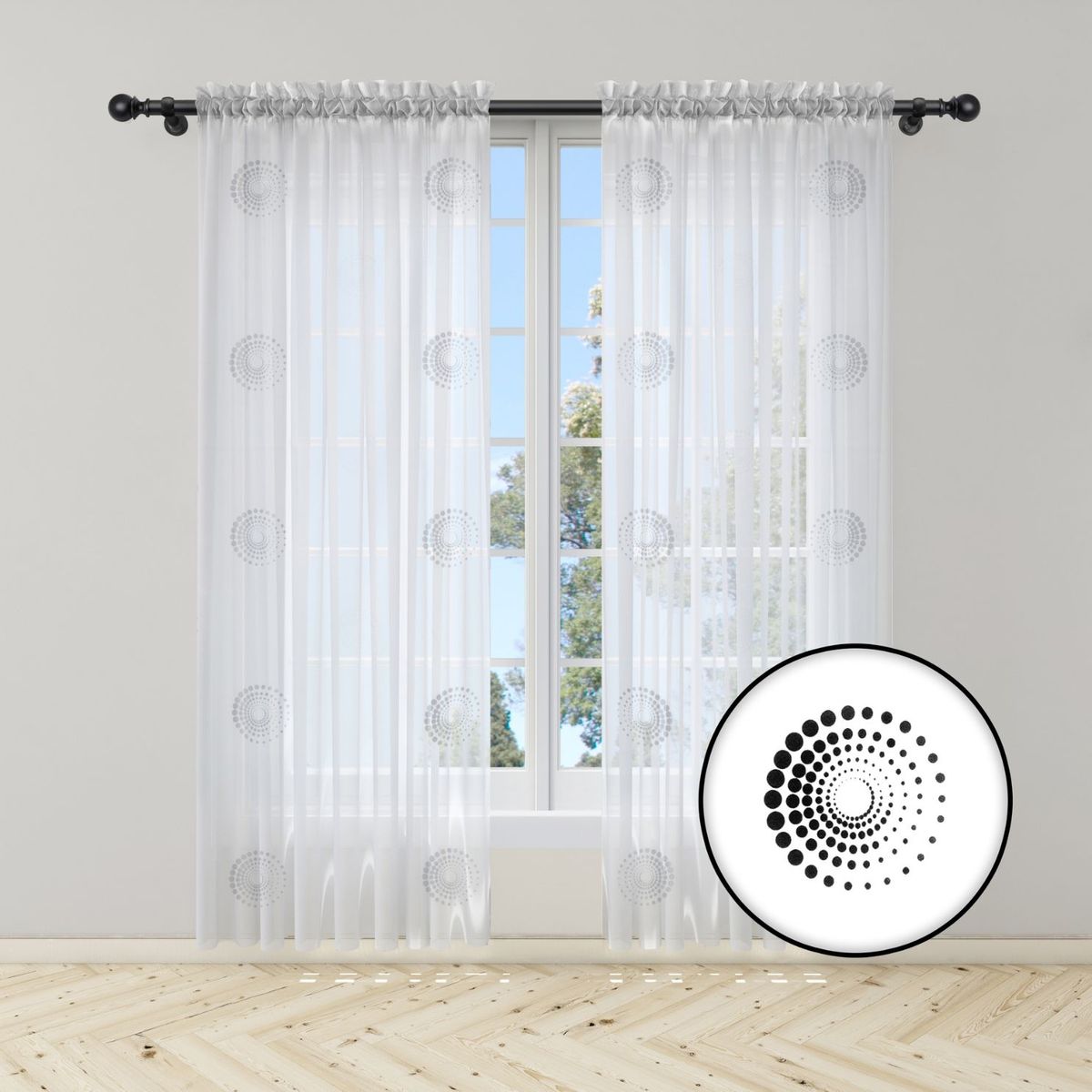 ADVANCE - Cortina Espiral en Velo Muselina 3 mts x 2.10 mts Dividido