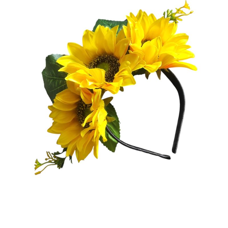 GENERICO - Diademas Flores Artificiales Girasol Corona Amarilla