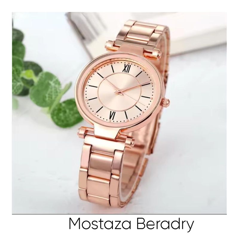 GENERICO - HERMOSO RELOJ DE LUJO DE ACERO ROSA ROMANOS