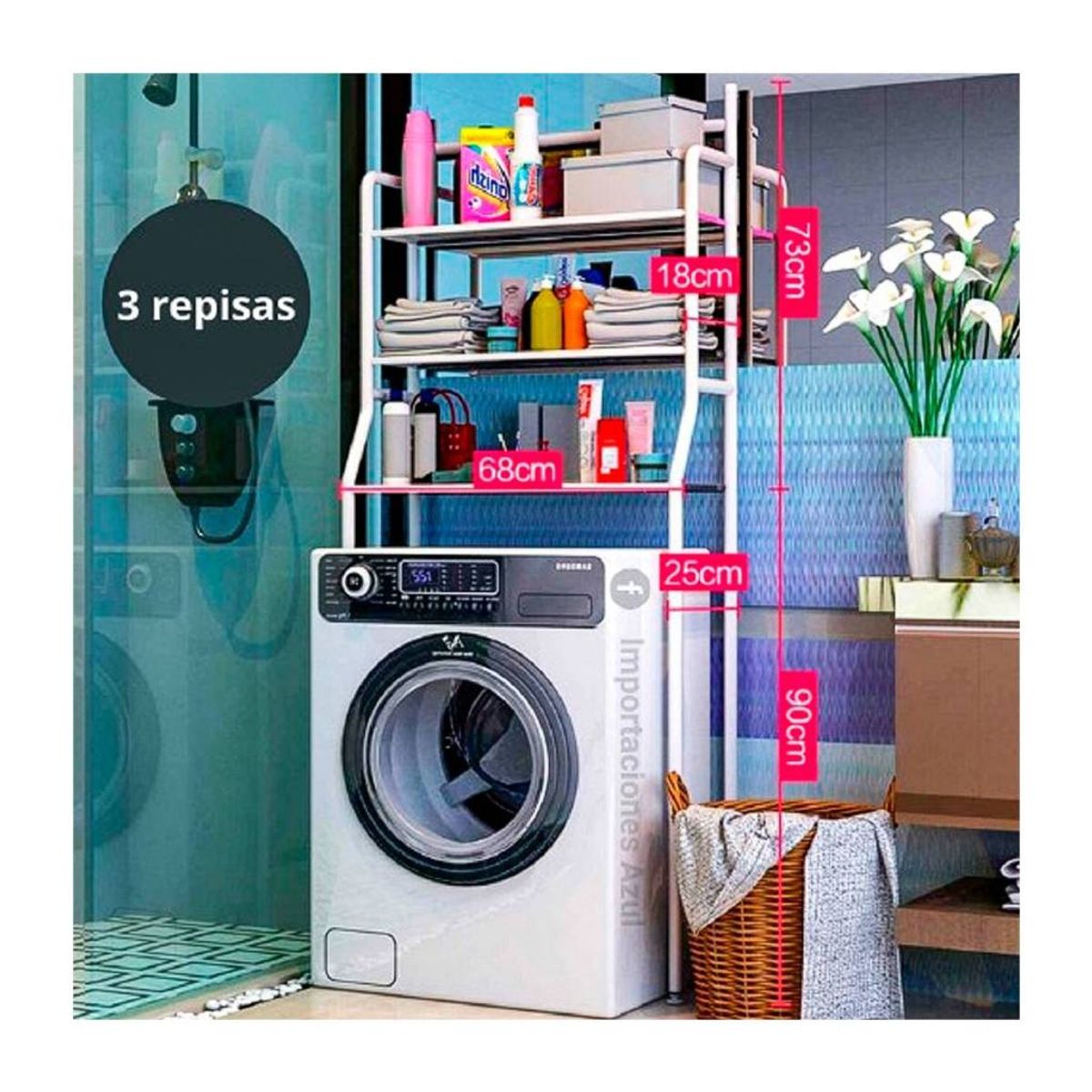 SKY - Estante organizador Acero Inoxidable para lavadora