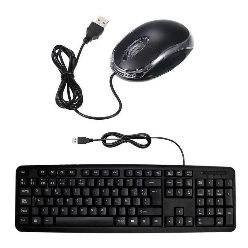 GENERICO - Teclado Multimedia Usb Para Pc + Mouse Usb Óptico Iluminado