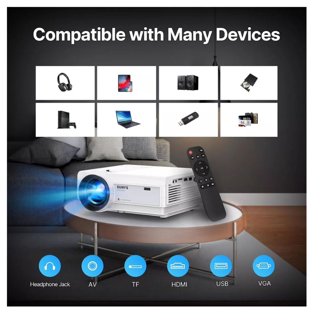 VISION - Proyector Android con Bluetooth Maletín y Trípode incluido