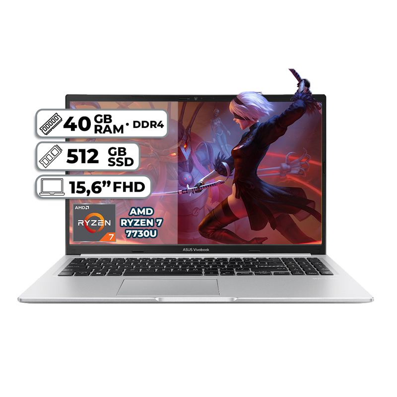 ASUS - PORTÁTIL ASUS M1502YA-NJ107 AMD RYZEN 7  7730U 40GB RAM 512GB SSD PANTALLA  15.6”  FHD