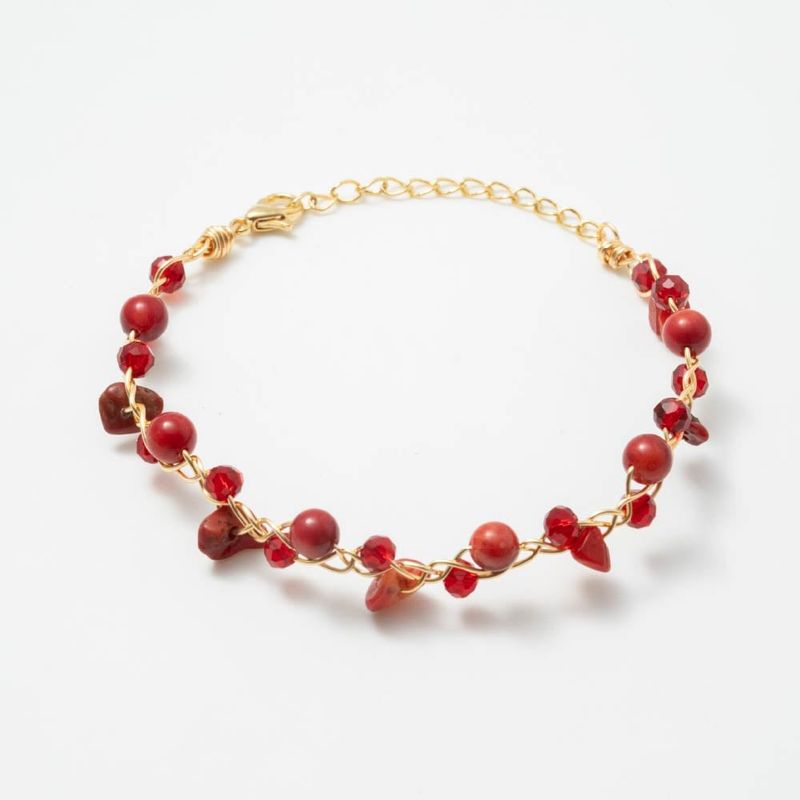 ENIGMA - Pulsera Mao Piedras Naturales Dorado Para Mujer_.