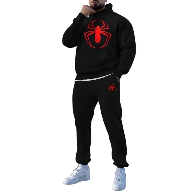 URBAN PLUS - conjunto hombre sudadera buzo y pantalon negro spider