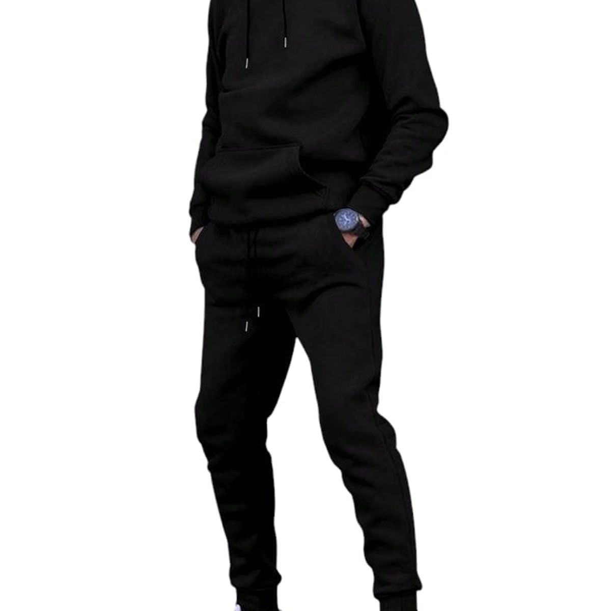 URBAN PLUS - conjunto hombre sudadera negra con capota