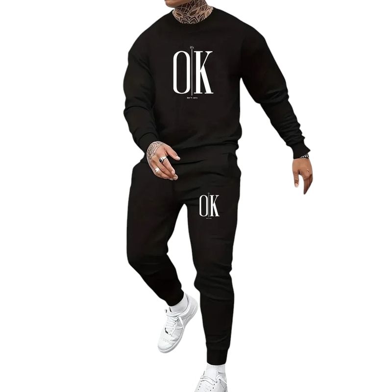 URBAN PLUS - conjunto hombre buzo y pantalon ok sudadera negra