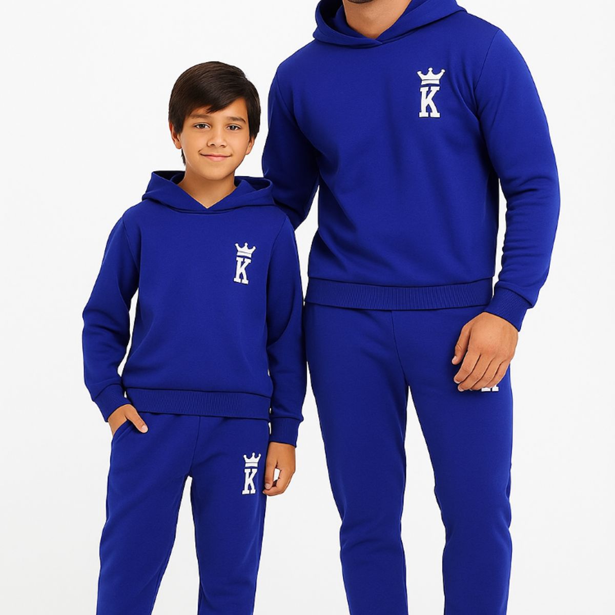 URBAN PLUS - conjunto hombre y niño sudadera azul rey