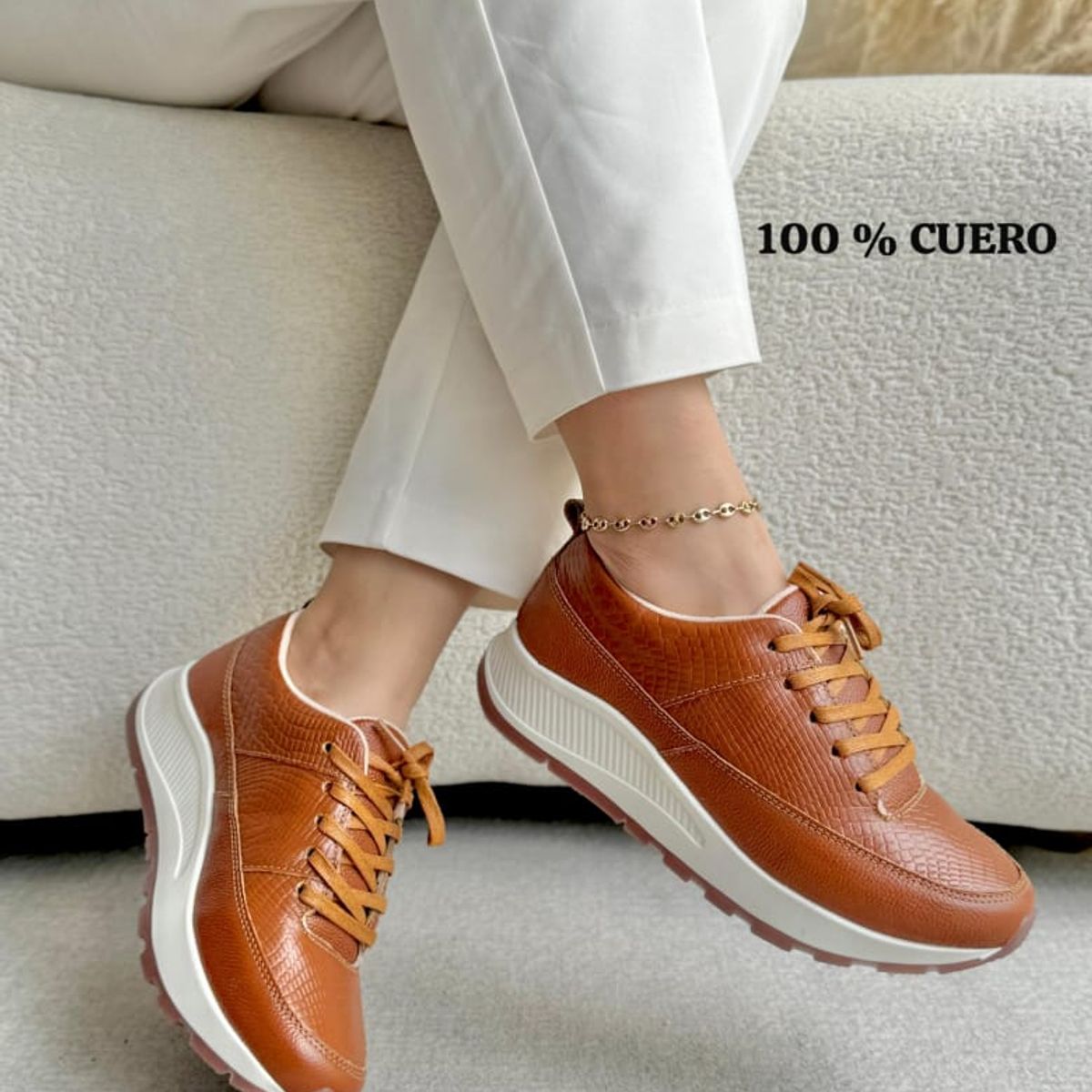 EVEGONZ - Tenis de Cuero Deportivo Para Mujer Moda