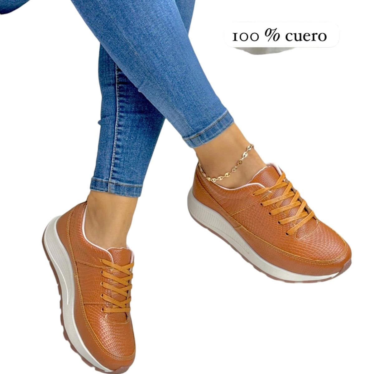 EVEGONZ - Tenis de Cuero Deportivo Para Mujer Moda