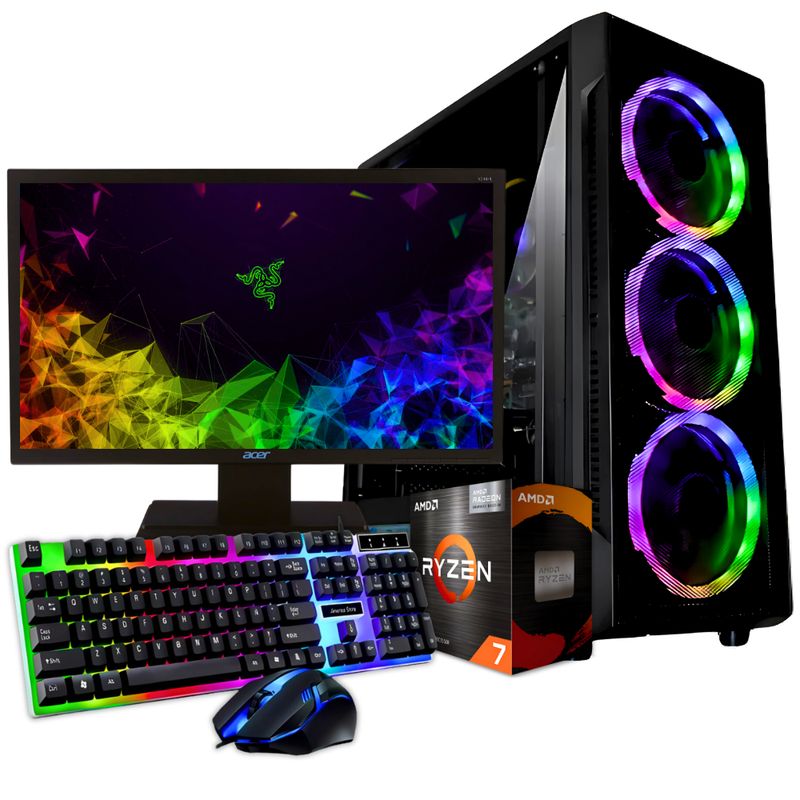 AMD - TORRE GAMER RYZEN 7 5700G/ 32GB RAM /1TB SSD/ BOARD A520M/ MONITOR 22" FHD LED