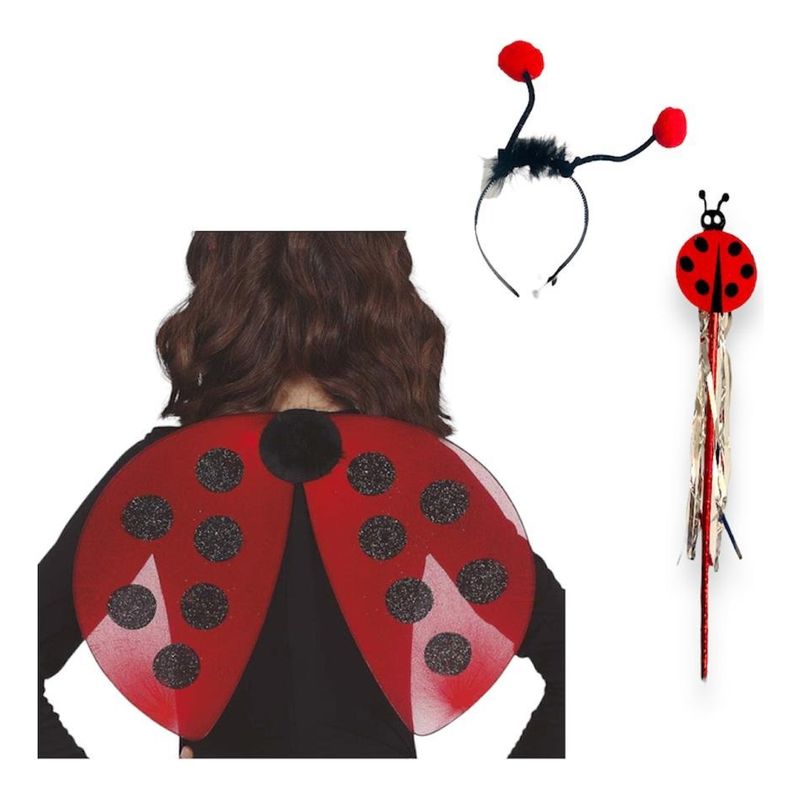 GENERICO - Disfraz Halloween Set Kit Alas Mariquita+diadema+cetro