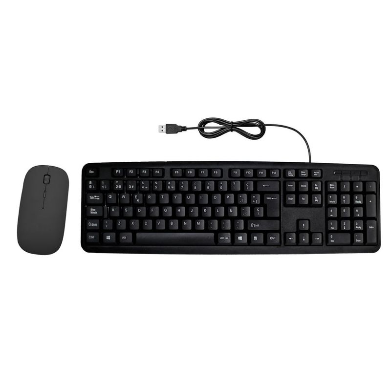 GENERICO - Combo Teclado Alambrico + Mouse Ultra Delgado Inalámbrico