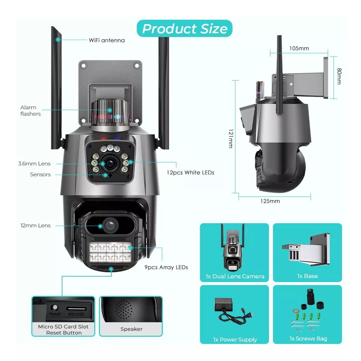 GENERICO - Camara Seguridad Alarma Doble Sensor Seguimiento Automatico