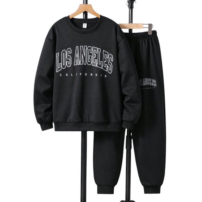 URBAN PLUS - conjunto hombre y niño sudadera negro