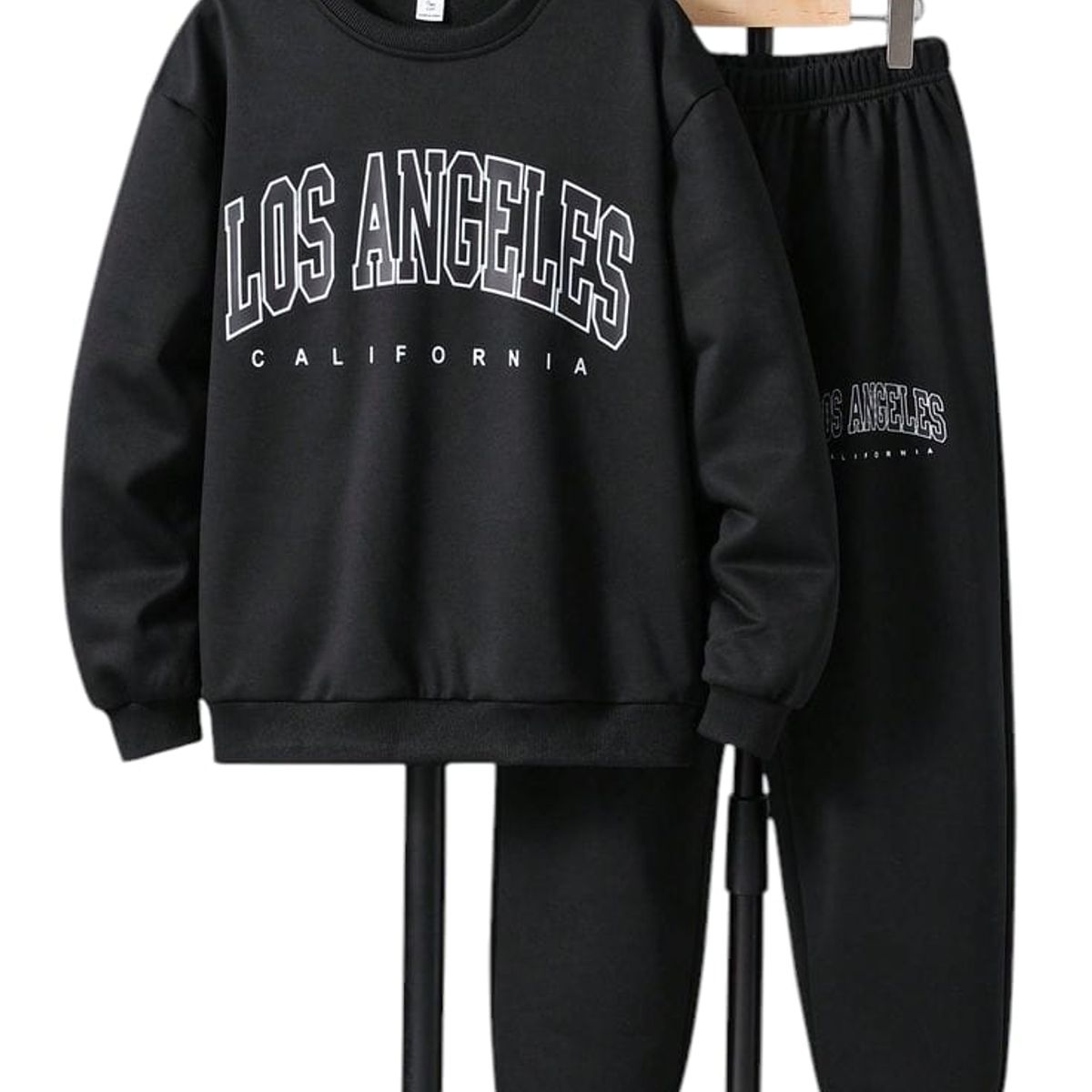URBAN PLUS - conjunto hombre y niño sudadera negro los angeles
