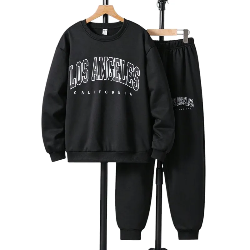 URBAN PLUS - conjunto hombre y niño sudadera negro