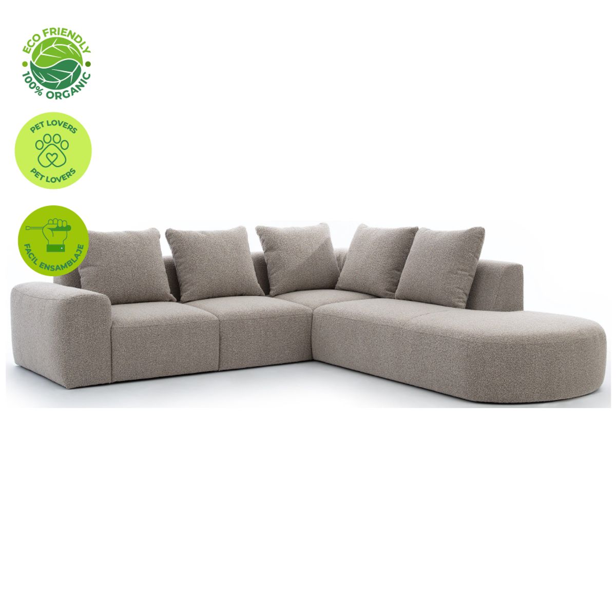 GENERICO - Sofá Modular en L Moderno Gris Civil de Betcompras