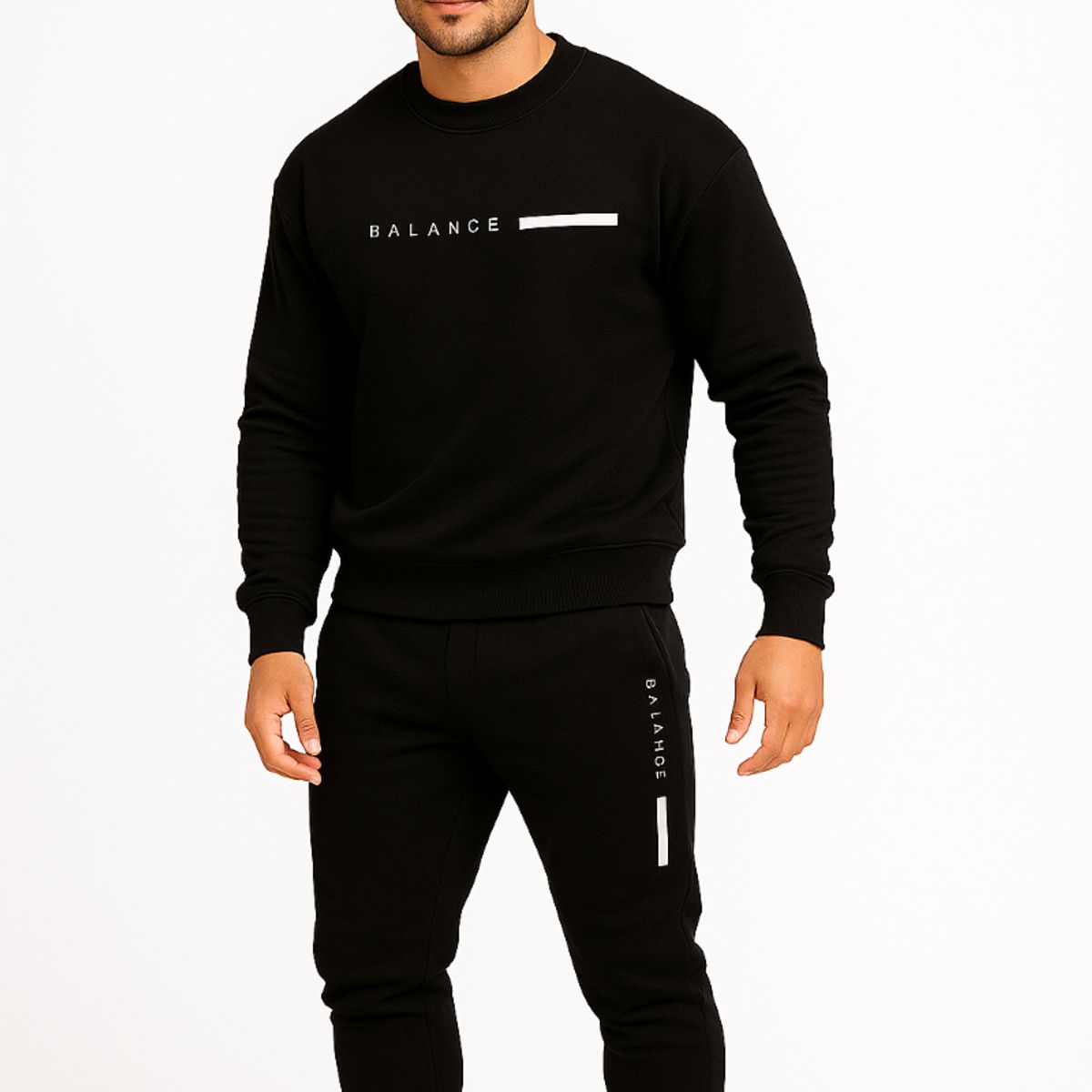 URBAN PLUS - sudadera hombre conjunto negro buzo y pantalon