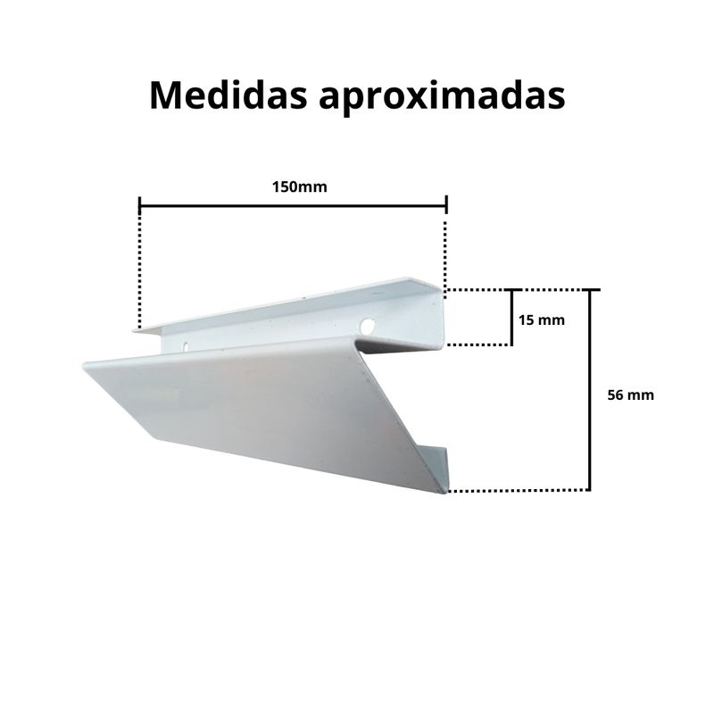 GENERICO - Perfil Para Repisas - Mesas - En Aluminio - Blanco X 15mm