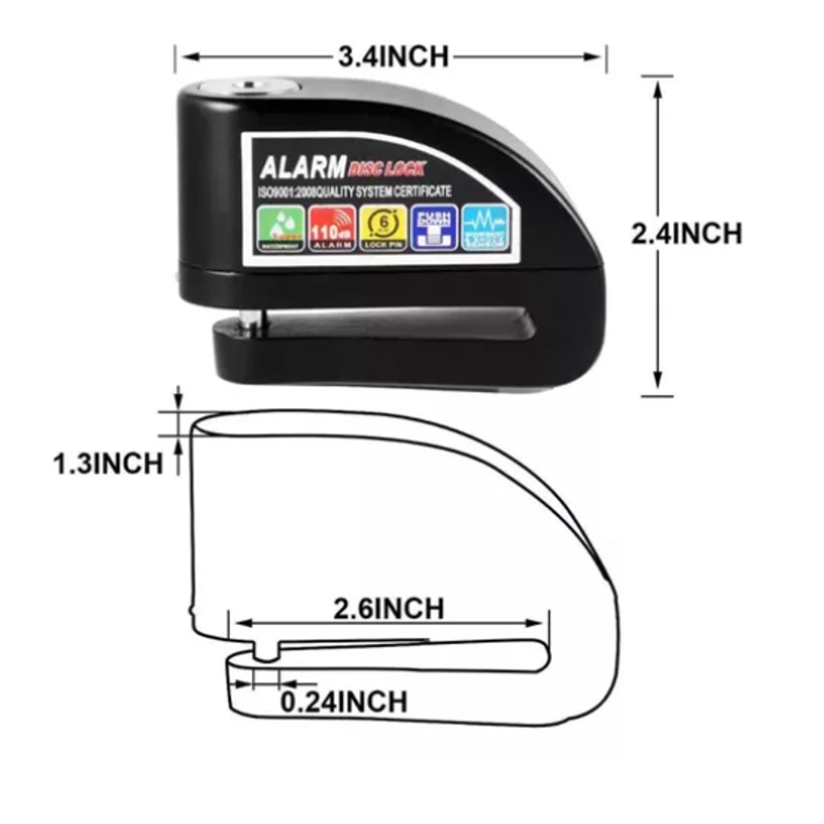 INNOVA - Candado De Seguridad Con Alarma Para Motocicletas 2 Llaves