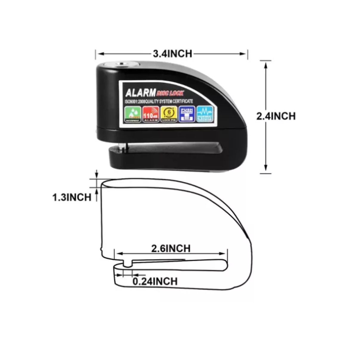INNOVA - Candado De Seguridad Con Alarma Para Motocicletas 2 Llaves