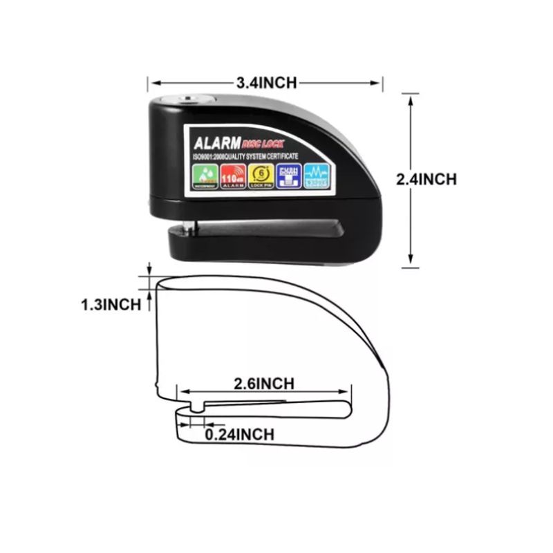 INNOVA - Candado De Seguridad Con Alarma Para Motocicletas 2 Llaves