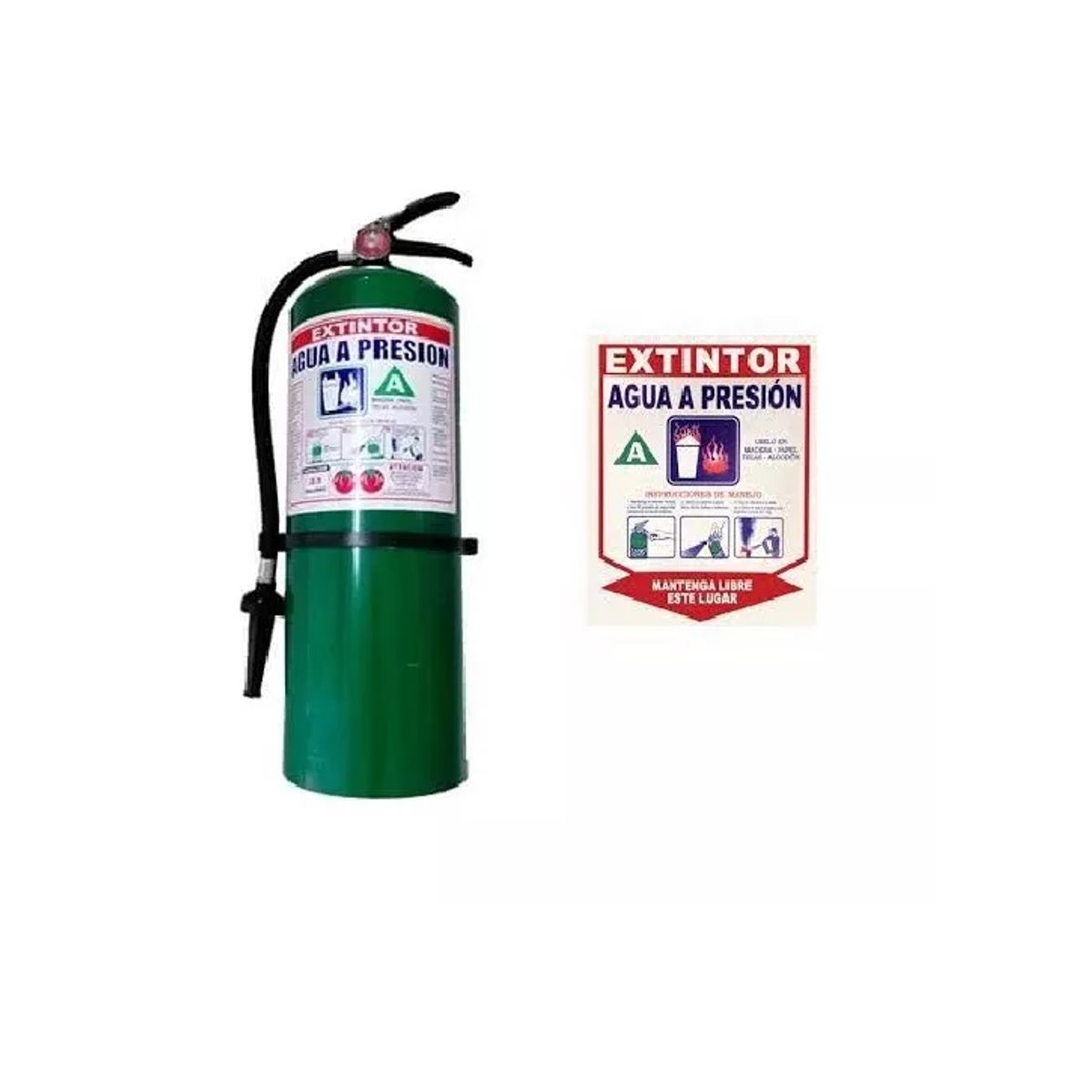 NACIONAL - EXTINTOR AGUA A PRESIÓN 2.5 GALONES INCLUYE SEÑAL SOPORTE Y MANGUERA