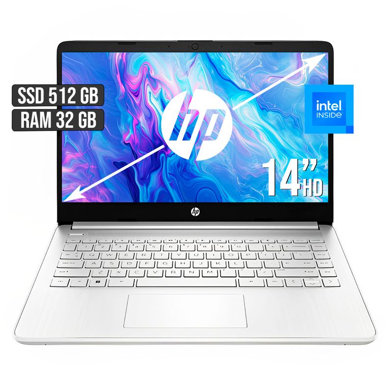 HP - PORTATIL HP INTEL DUAL CORE SSD 512GB RAM 32GB LED 14 HD