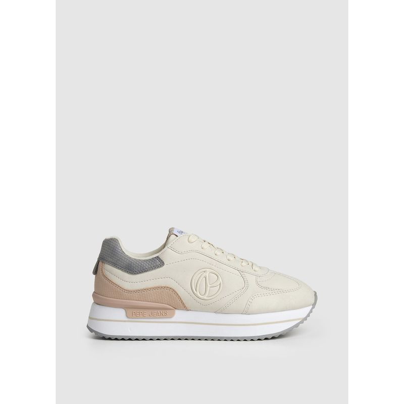 PEPE JEANS - Tenis Pepe Jeans Mujer Rusper Minimal Beige - Blanco - Talla 5