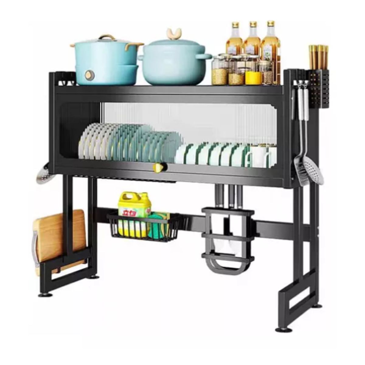 INNOVA - Platero Organizador De Platos Loza Con Tapa Escurridor