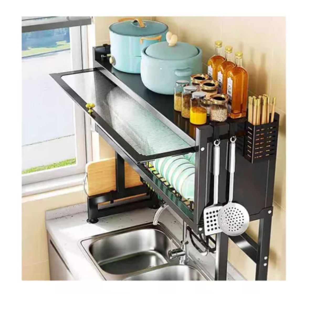 INNOVA - Platero Organizador De Platos Loza Con Tapa Escurridor