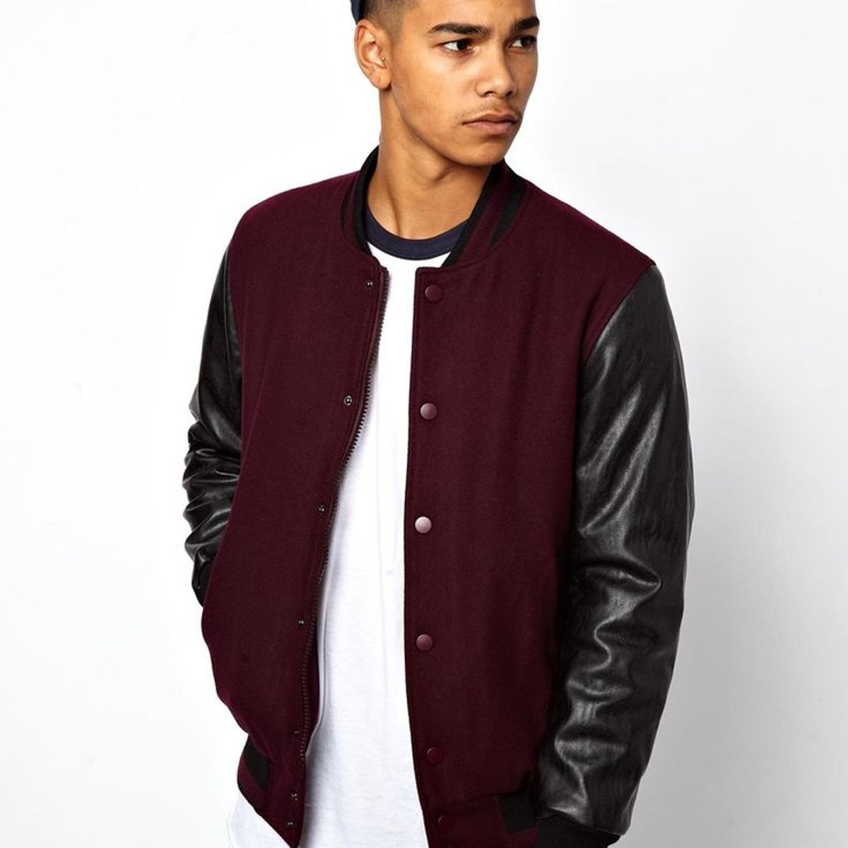 URBAN PLUS - chaqueta hombre beisbolera vinotinto negro