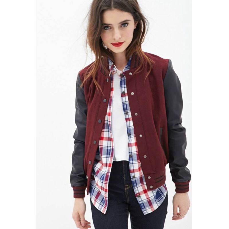 URBAN PLUS - chaqueta mujer beisbolera vinotinto negro