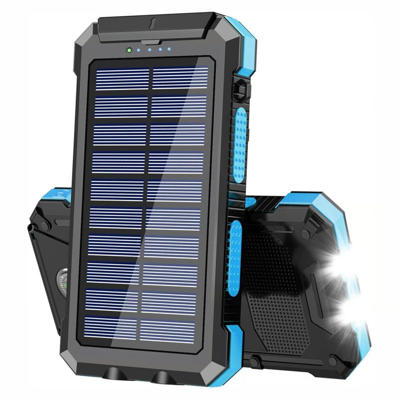 AMERICAN GENERICS - Power Bank Solar 20000mah Con Linterna Y Brujula Usb Tipo C