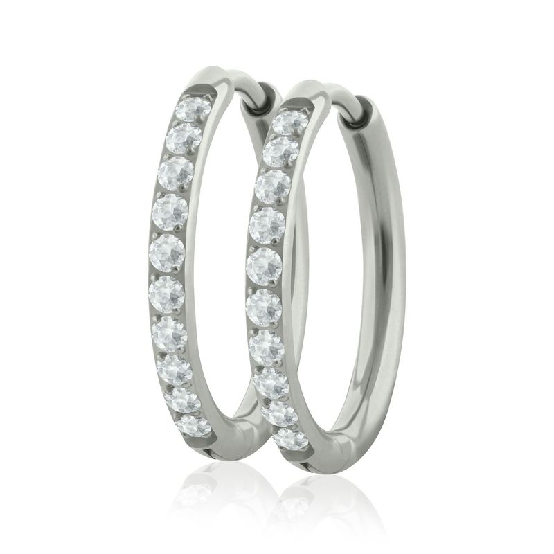 AGHA JEWELRY - Titanio Candonga con cristales de lado  Para Lóbulo