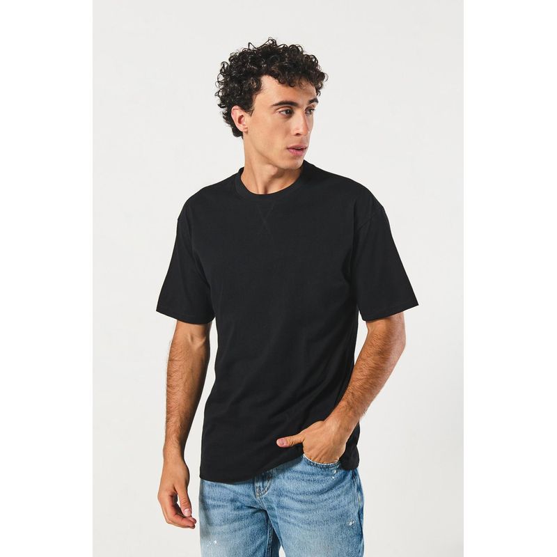 KOAJ - KOAJ Camiseta con costura cruzada unicolor y manga corta HOMBRE