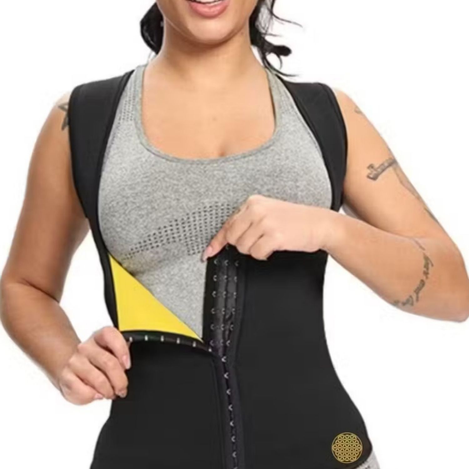thumbnail interactive-video image 1 of Fiorella Shapewear Neo Latex Sauna Vest – Waist Trainer Cincher / Corset (Black, S-5XL) 1 of 2