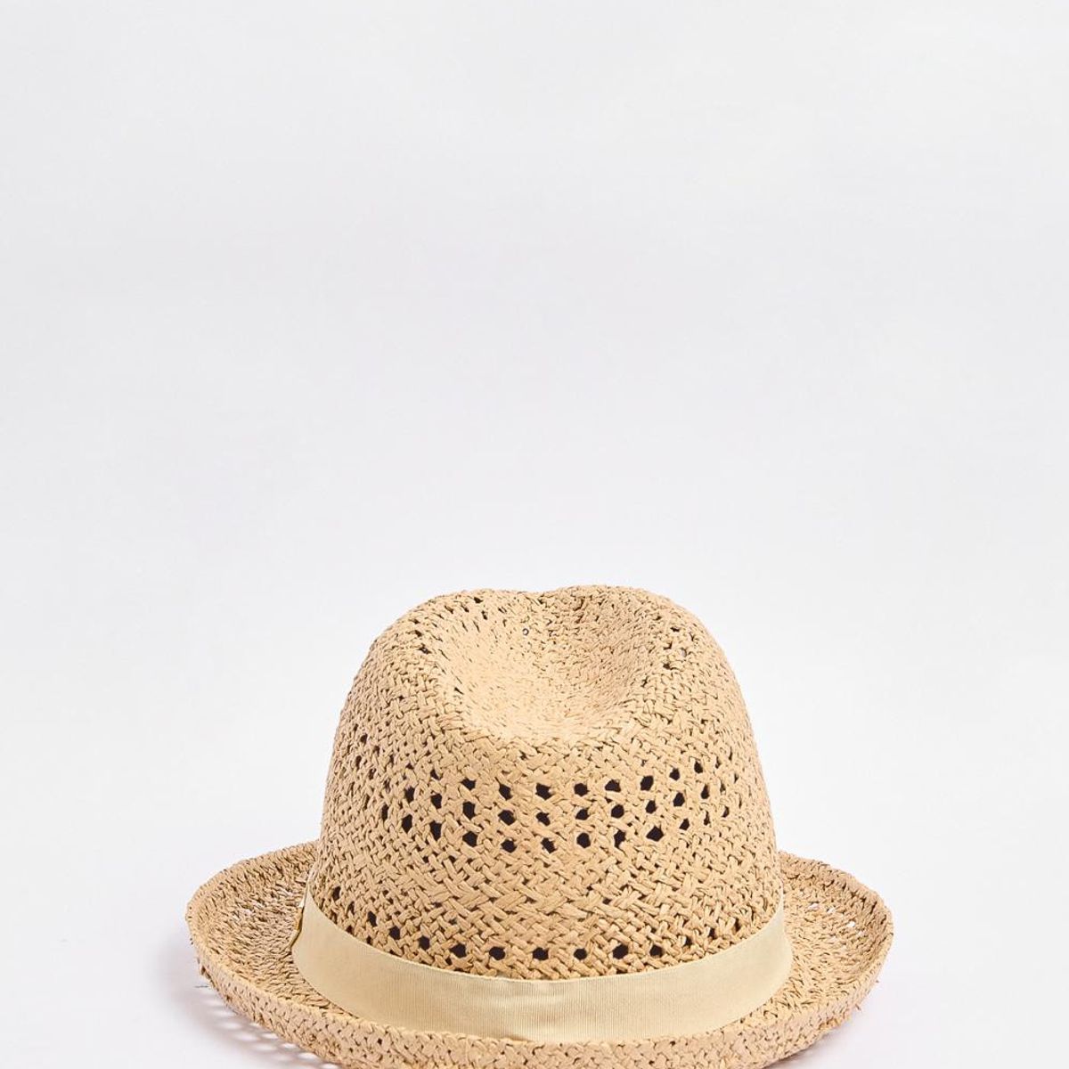 KOAJ - KOAJ Sombrero Panamá kaki claro trenzado con cinta decorativa MUJER