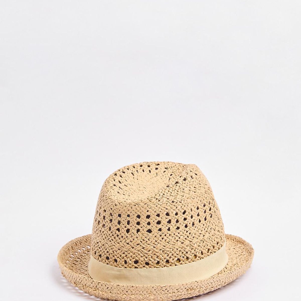 KOAJ - KOAJ Sombrero Panamá kaki claro trenzado con cinta decorativa MUJER